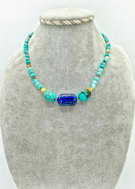 Collar de amazonitas, turquesas y lapislázuli