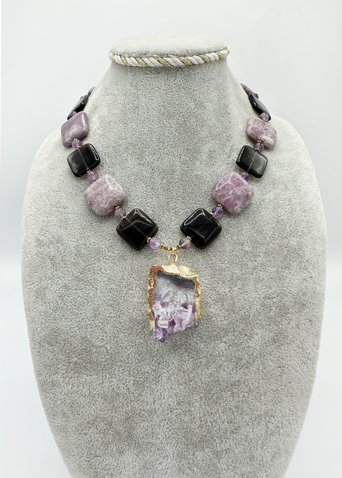 Collar amatistas y cuarzo ahumado 2