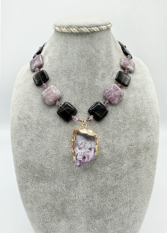 Collar amatistas y cuarzo ahumado
