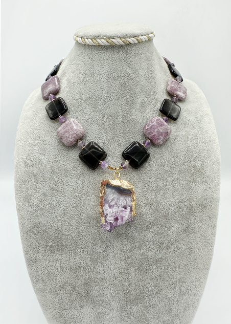 Collar amatistas y cuarzo ahumado