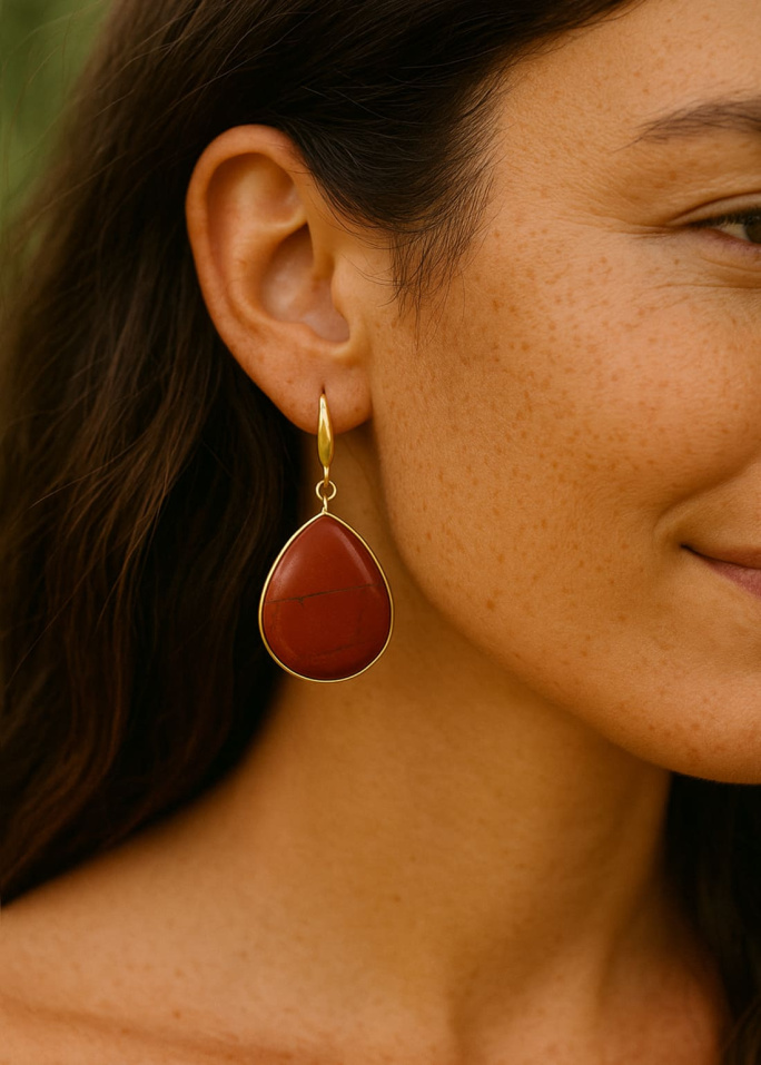Pendientes de jaspe rojo 2