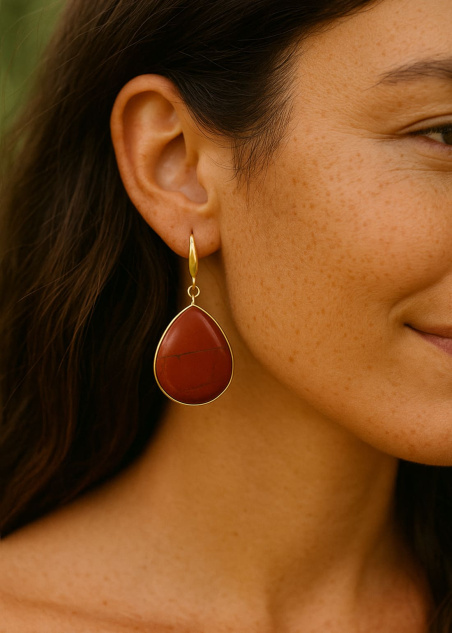 Pendientes de jaspe rojo