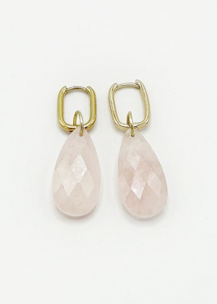 Pendientes cuarzo rosa