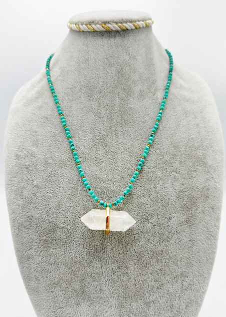 Collar turquesa y cuarzo