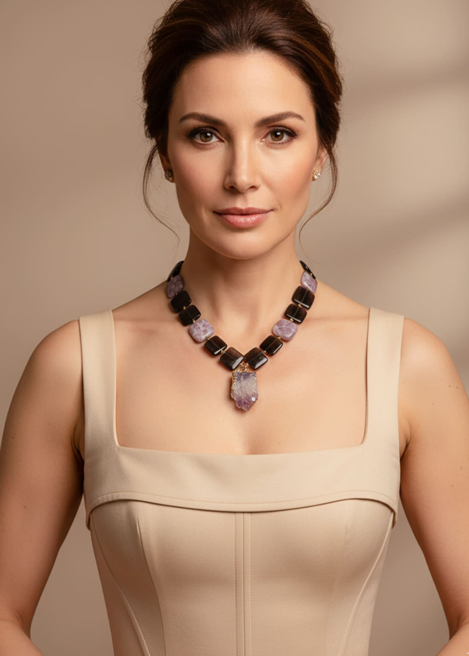 Collar amatista y lepidolita