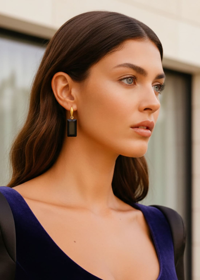 Pendientes obsidiana negra