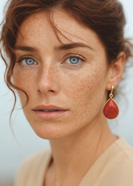 Pendientes de jaspe rojo