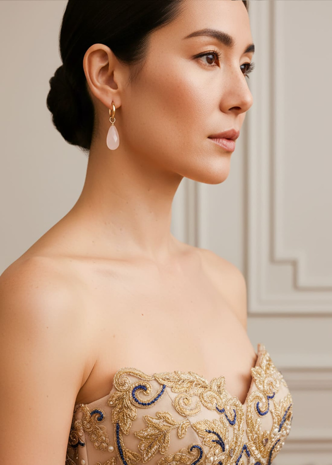 Pendientes cuarzo rosa