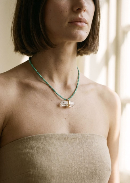 Collar turquesa y cuarzo
