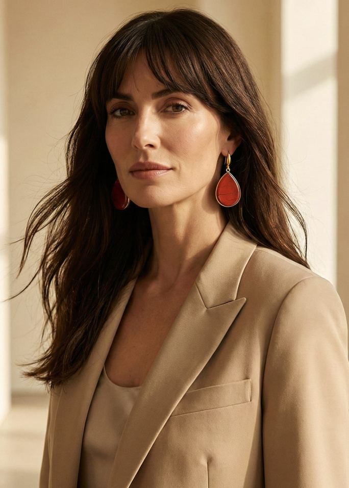 Pendientes de jaspe rojo