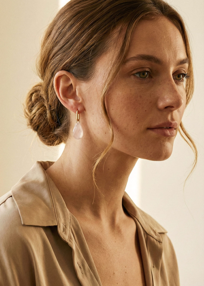 Pendientes cuarzo rosa